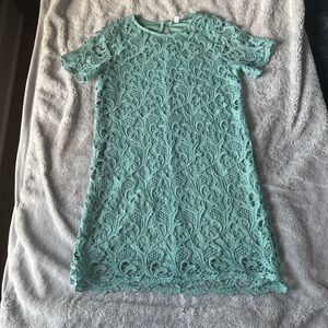Spring Easter Lace Crochet Dress M‎ Teal Romantic Boho Cottagecore Lulus Style